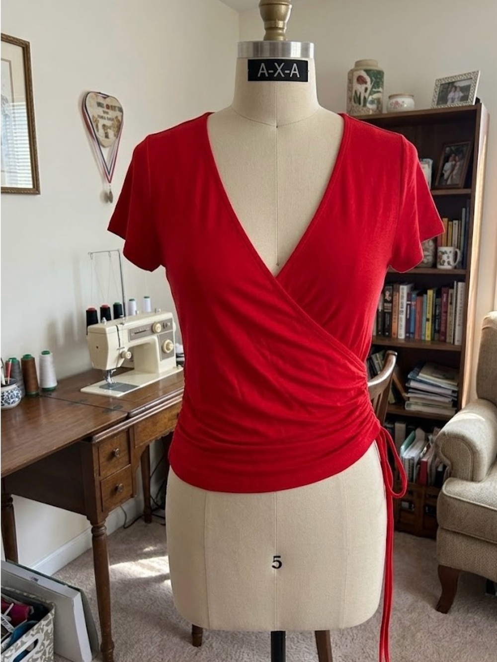 Ambiance Red Wrap-Style Short Sleeve Crop Top